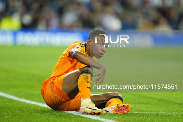 Kylian Mbappe centre-forward of Real Madrid and France during the La Liga match between Real Sociedad de Futbol and Real Madrid CF at Reale...