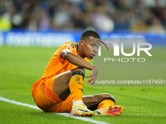 Kylian Mbappe centre-forward of Real Madrid and France during the La Liga match between Real Sociedad de Futbol and Real Madrid CF at Reale...