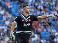 Joan Garcia plays during the match between RCD Espanyol and Deportivo Alaves, corresponding to week 5 of LaLiga EA Sports, at the RCDE Stadi...