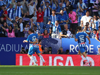 RCD Espanyol players celebrate during the match between RCD Espanyol and Deportivo Alaves, corresponding to week 5 of LaLiga EA Sports, at t...