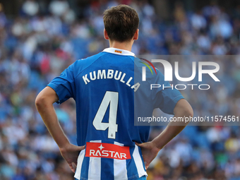 Marash Kumbulla plays during the match between RCD Espanyol and Deportivo Alaves, corresponding to week 5 of LaLiga EA Sports, at the RCDE S...