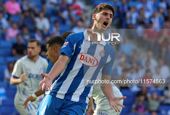 Marash Kumbulla plays during the match between RCD Espanyol and Deportivo Alaves, corresponding to week 5 of LaLiga EA Sports, at the RCDE S...