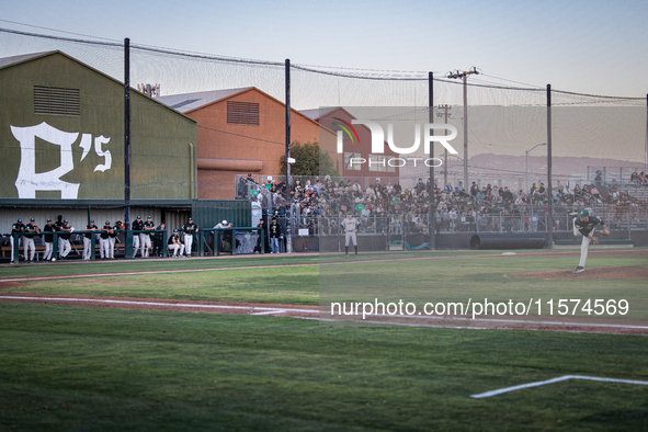 The Oakland Ballers (1) beat the Yolo High Wheelers (0) in game 2 (round 1) of the Pioneer Baseball League's playoffs in Oakland, Calif., on...