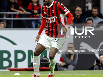 Emerson Royal plays during the Serie A match between AC Milan and Venezia FC in Milano, Italy, on September 14, 2024, at Stadio Giuseppe Mea...