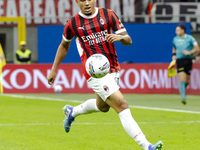 Noah Okafor plays during the Serie A match between AC Milan and Venezia FC in Milano, Italy, on September 14, 2024, at Stadio Giuseppe Meazz...