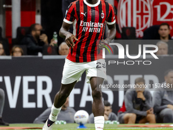 Youssouf Fofana plays during the Serie A match between AC Milan and Venezia FC in Milano, Italy, on September 14, 2024, at Stadio Giuseppe M...