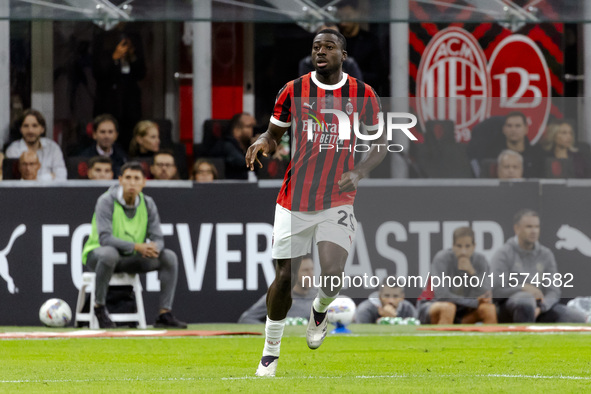 Youssouf Fofana plays during the Serie A match between AC Milan and Venezia FC in Milano, Italy, on September 14, 2024, at Stadio Giuseppe M...