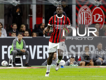 Youssouf Fofana plays during the Serie A match between AC Milan and Venezia FC in Milano, Italy, on September 14, 2024, at Stadio Giuseppe M...