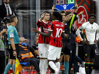 Alvaro Morata and Rafael Leao are in action during the Serie A match between AC Milan and Venezia FC in Milano, Italy, on September 14, 2024...