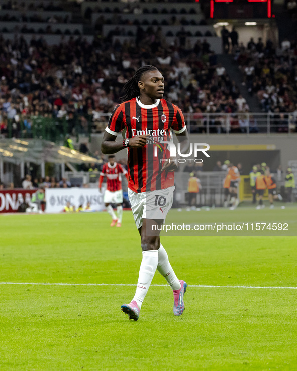 Rafael Leao plays during the Serie A match between AC Milan and Venezia FC in Milano, Italy, on September 14, 2024, at Stadio Giuseppe Meazz...