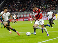 Theo Hernandez is in action during the Serie A match between AC Milan and Venezia FC in Milano, Italy, on September 14, 2024, at Stadio Gius...