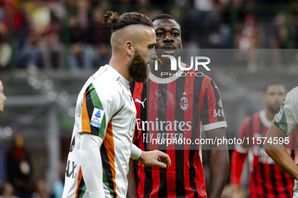 Youssouf Fofana plays during the Serie A match between AC Milan and Venezia FC in Milano, Italy, on September 14, 2024, at Stadio Giuseppe M...