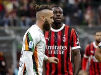 Youssouf Fofana plays during the Serie A match between AC Milan and Venezia FC in Milano, Italy, on September 14, 2024, at Stadio Giuseppe M...