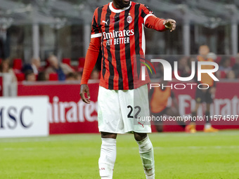 Emerson Royal plays during the Serie A match between AC Milan and Venezia FC in Milano, Italy, on September 14, 2024, at Stadio Giuseppe Mea...