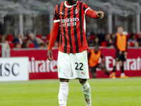 Emerson Royal plays during the Serie A match between AC Milan and Venezia FC in Milano, Italy, on September 14, 2024, at Stadio Giuseppe Mea...