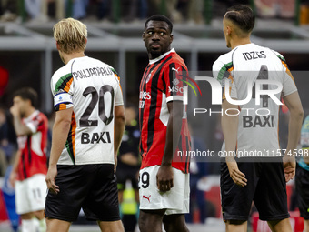 Youssouf Fofana plays during the Serie A match between AC Milan and Venezia FC in Milano, Italy, on September 14, 2024, at Stadio Giuseppe M...