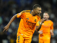 Kylian Mbappe centre-forward of Real Madrid and France celebrates after scoring his sides first goal during the La Liga match between Real S...