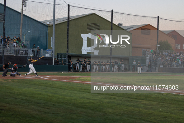 The Oakland Ballers (1) beat the Yolo High Wheelers (0) in game 2 (round 1) of the Pioneer Baseball League's playoffs in Oakland, Calif., on...