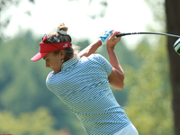 GAINESVILLE, VIRGINIA - SEPTEMBER 14: Lexi Thompson of the United States tees off on the second hole during Fourball Matches on Day Two of t...