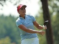 GAINESVILLE, VIRGINIA - SEPTEMBER 14: Lexi Thompson of the United States tees off on the second hole during Fourball Matches on Day Two of t...