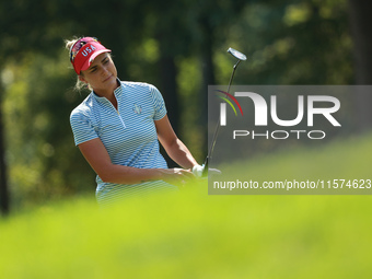 GAINESVILLE, VIRGINIA - SEPTEMBER 14: Lexi Thompson of the United States plays her second shot on the second hole during Fourball Matches on...