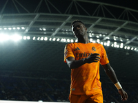 Vinicius Junior left winger of Real Madrid and Brazil during the La Liga match between Real Sociedad de Futbol and Real Madrid CF at Reale A...