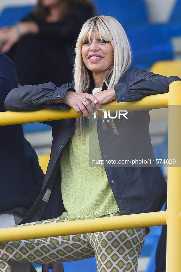 Alessandra Mussolini in the stand during the Serie B match between SS Juve Stabia and Palermo FC at Stadio Romeo Menti Castellammare Di Stab...