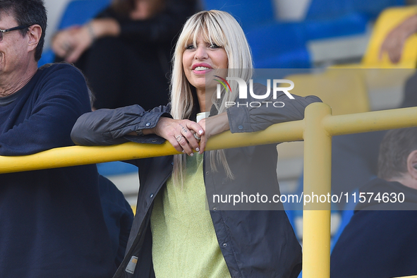 Alessandra Mussolini in the stand during the Serie B match between SS Juve Stabia and Palermo FC at Stadio Romeo Menti Castellammare Di Stab...