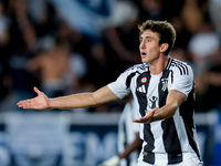 Andrea Cambiaso of Juventus FC reacts during the Serie A Enilive match between Empoli FC and Juventus FC at Stadio Carlo Castellani on Septe...