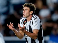 Andrea Cambiaso of Juventus FC reacts during the Serie A Enilive match between Empoli FC and Juventus FC at Stadio Carlo Castellani on Septe...