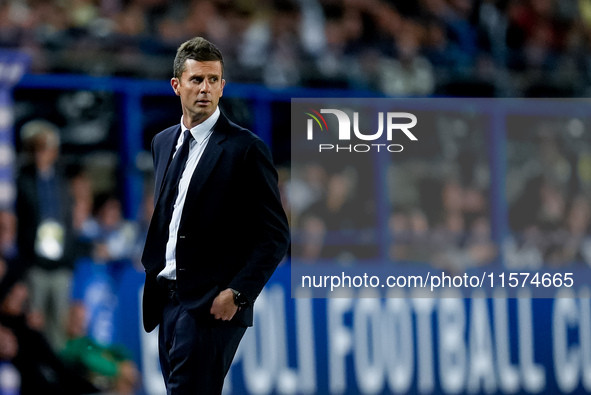 Thiago Motta head coach of Juventus FC looks on during the Serie A Enilive match between Empoli FC and Juventus FC at Stadio Carlo Castellan...