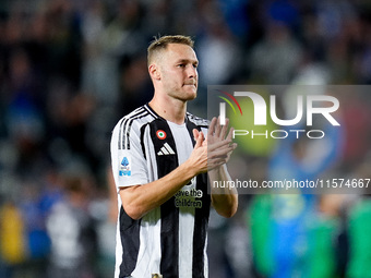 Teun Koopmeiners of Juventus FC applauds during the Serie A Enilive match between Empoli FC and Juventus FC at Stadio Carlo Castellani on Se...