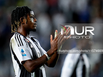 Samuel Mbangula of Juventus FC applauds during the Serie A Enilive match between Empoli FC and Juventus FC at Stadio Carlo Castellani on Sep...