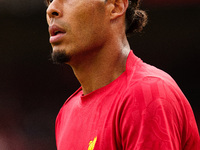 Virgil van Dijk of Liverpool warms up during the Premier League match between Liverpool and Nottingham Forest at Anfield in Liverpool, Engla...