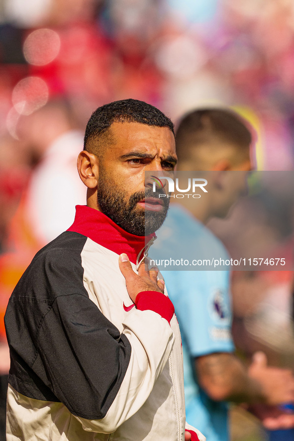 Mohamed Salah of Liverpool during the Premier League match between Liverpool and Nottingham Forest at Anfield in Liverpool, England, on Sept...