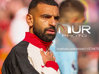 Mohamed Salah of Liverpool during the Premier League match between Liverpool and Nottingham Forest at Anfield in Liverpool, England, on Sept...