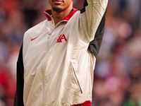 Trent Alexander-Arnold of Liverpool waves to the crowd during the Premier League match between Liverpool and Nottingham Forest at Anfield in...