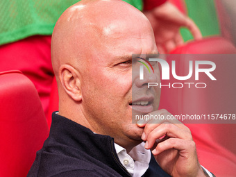 Liverpool manager Arne Slot during the Premier League match between Liverpool and Nottingham Forest at Anfield in Liverpool, England, on Sep...