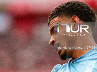 Nottingham Forest's Morgan Gibbs White is in action during the Premier League match between Liverpool and Nottingham Forest at Anfield in Li...