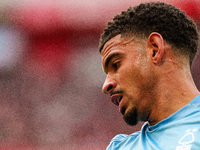 Nottingham Forest's Morgan Gibbs White is in action during the Premier League match between Liverpool and Nottingham Forest at Anfield in Li...