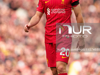 Liverpool's Diogo Jota is in action during the Premier League match between Liverpool and Nottingham Forest at Anfield in Liverpool, England...