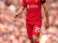 Liverpool's Diogo Jota is in action during the Premier League match between Liverpool and Nottingham Forest at Anfield in Liverpool, England...