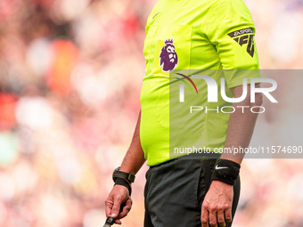 Match referee Michael Oliver during the Premier League match between Liverpool and Nottingham Forest at Anfield in Liverpool, England, on Se...