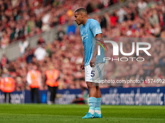 Murillo of Nottingham Forest during the Premier League match between Liverpool and Nottingham Forest at Anfield in Liverpool, England, on Se...