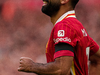 Liverpool's Mohamed Salah is in action during the Premier League match between Liverpool and Nottingham Forest at Anfield in Liverpool, Engl...