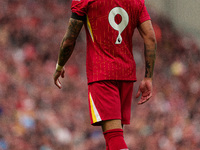 Liverpool's Darwin Nunez during the Premier League match between Liverpool and Nottingham Forest at Anfield in Liverpool, England, on Septem...