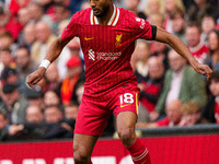 Liverpool's Cody Gakpo is in action during the Premier League match between Liverpool and Nottingham Forest at Anfield in Liverpool, England...