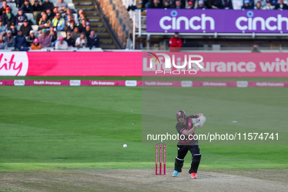 #32, Tom Kohler-Cadmore of Somerset in action during the Final between Somerset CCC and Gloucestershire CCC at the Vitality Blast Finals Day...