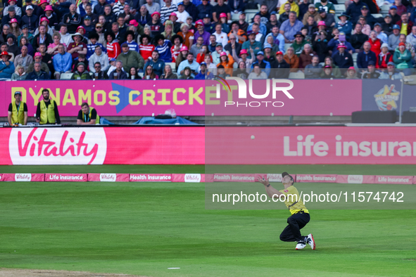 Tom Price of Gloucestershire takes the catch that dismisses Tom Kohler-Cadmore of Somerset during the final between Somerset CCC and Glouces...