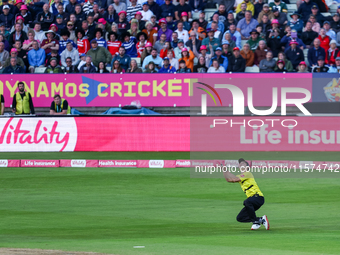 Tom Price of Gloucestershire takes the catch that dismisses Tom Kohler-Cadmore of Somerset during the final between Somerset CCC and Glouces...